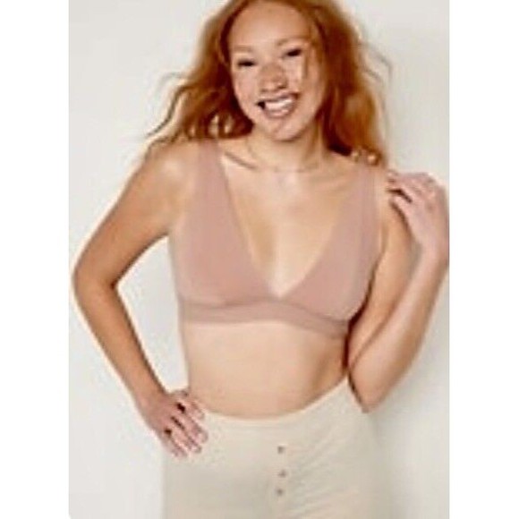 NWT Bralette Supima Cotton Blend Plunge XS Nude Old Navy Cozy Comfort Stretch - Picture 1 of 6